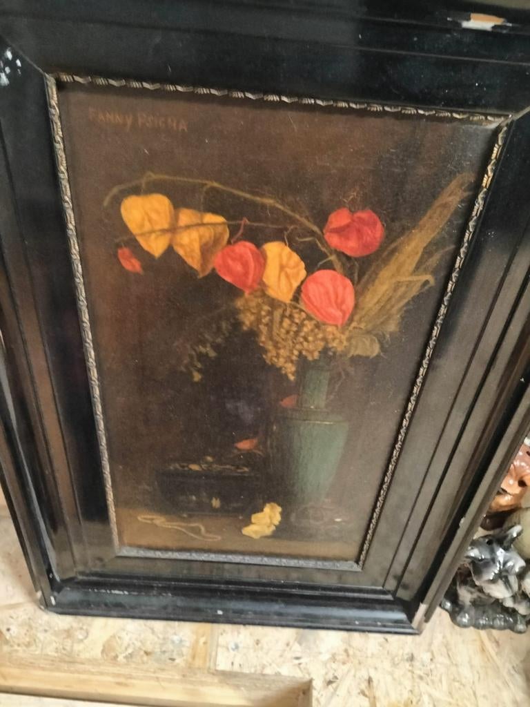 Antiek schilderij Fanny Psicha - Chinese Lampionplant, Ophalen