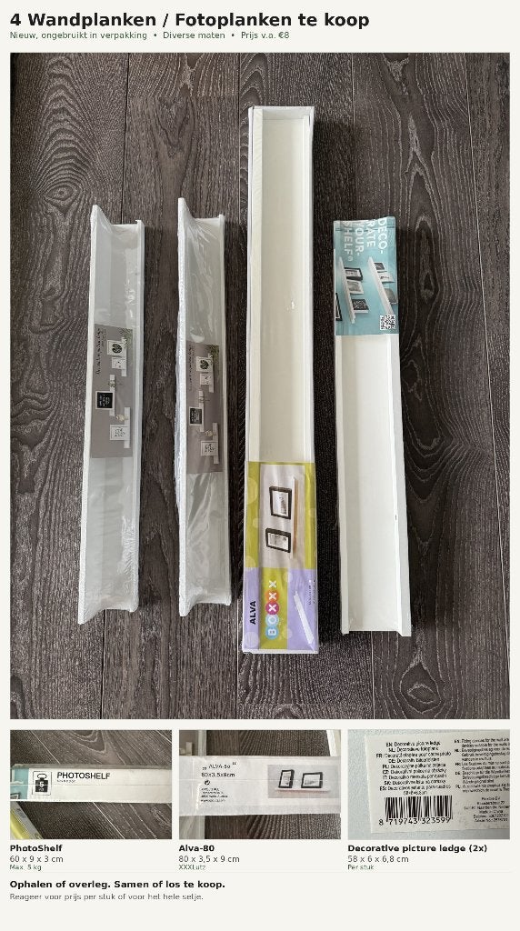 4x Wandplanken / Fotoplanken – nieuw in verpakking, Ophalen of Verzenden, Nieuw