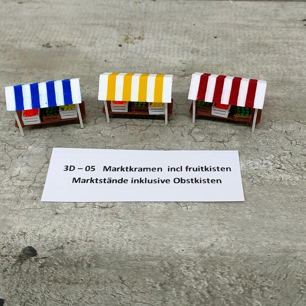modeltrein 3D – 05 Markt kramen, Gelijkstroom, Natuur, Nieuw, Ophalen of Verzenden