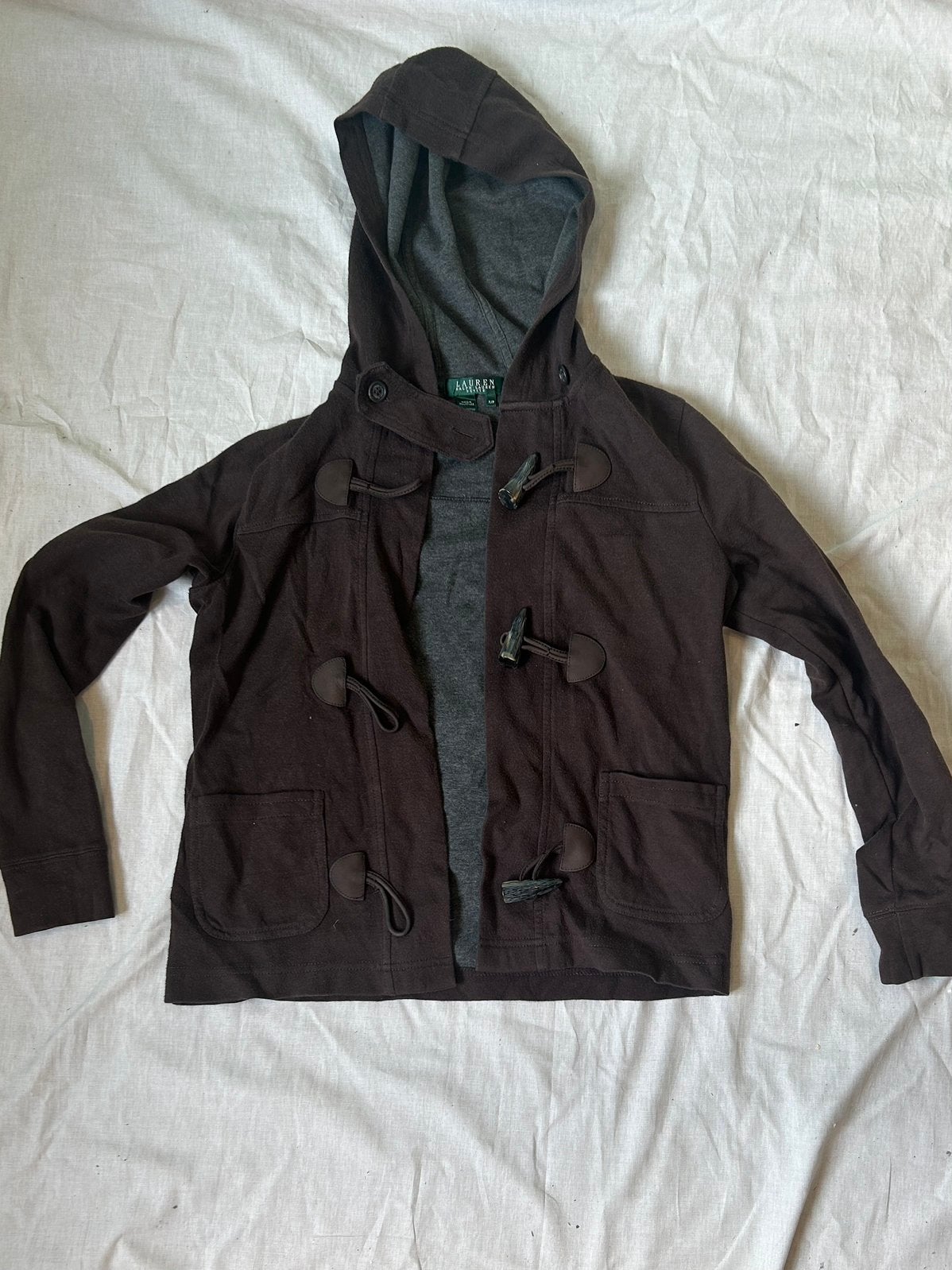 Ralph Lauren hoodie/duffelvest met capuchonmaatppdonkerbruin, Verzenden, Zo goed als nieuw, Maat 36 (S), Bruin