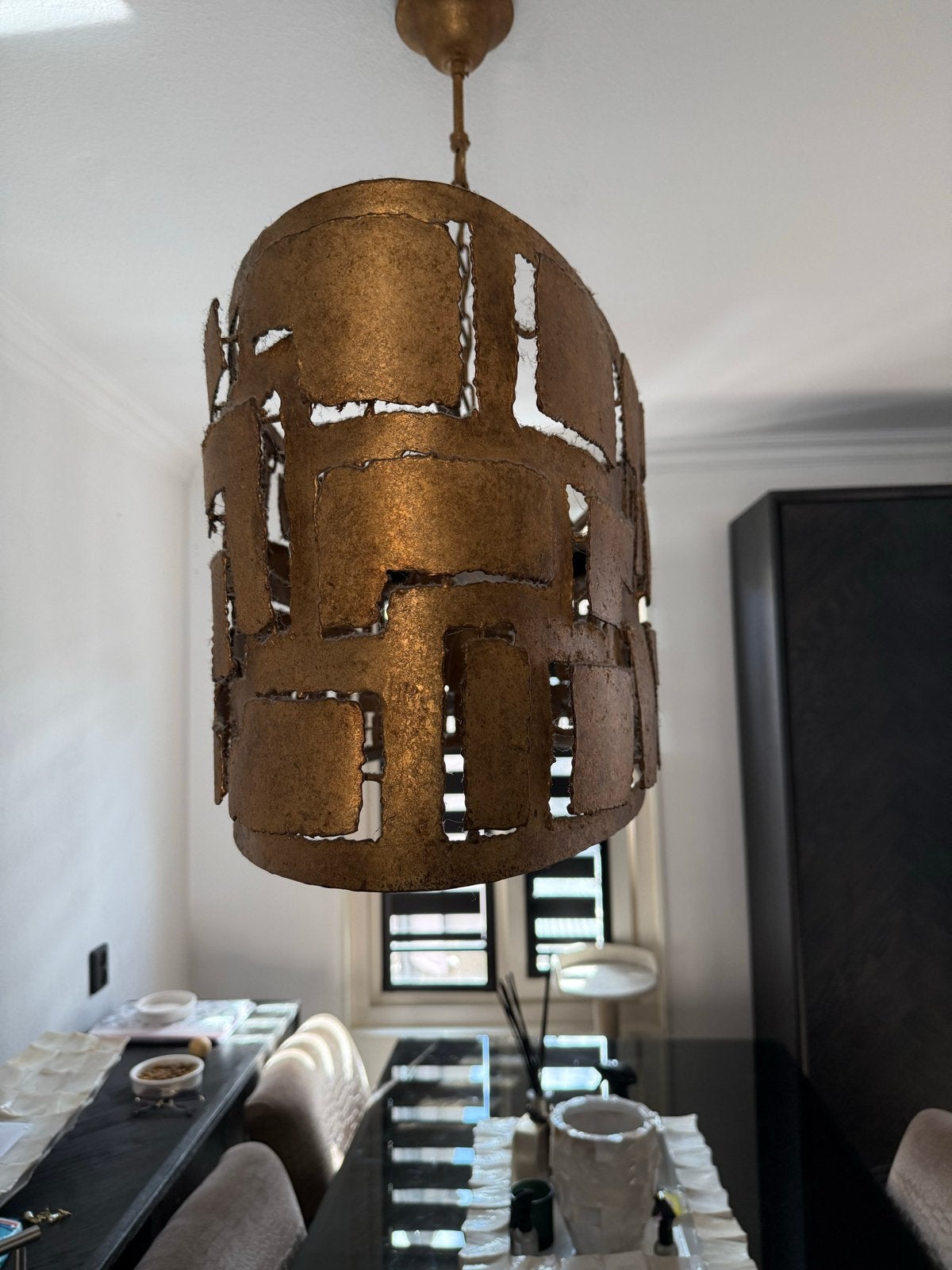Mooie zware lamp van Driehoek Meubelen, Ophalen of Verzenden, Gebruikt, Metaal