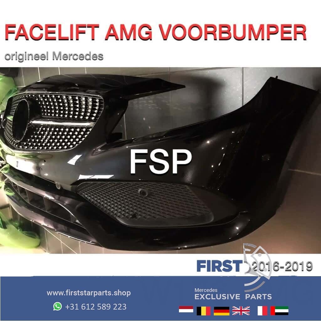 W176 Facelift AMG Voorbumper zwart Mercedes A Klasse 2018 co, Gebruikt, -, Voor, Ophalen of Verzenden