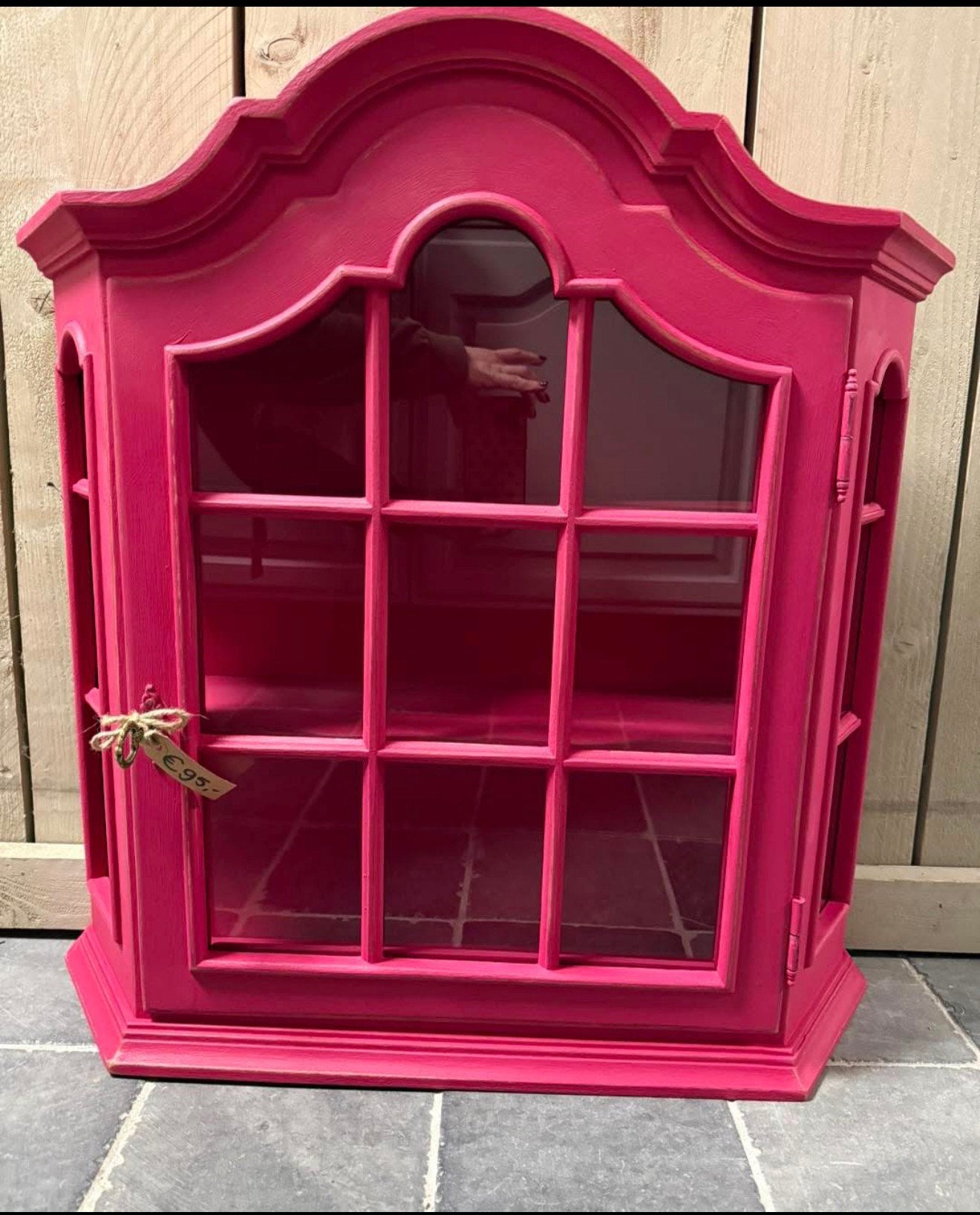 Brocante hang vitrine kastje capri pink, Ophalen, 50 tot 100 cm, Zo goed als nieuw, Minder dan 100 cm