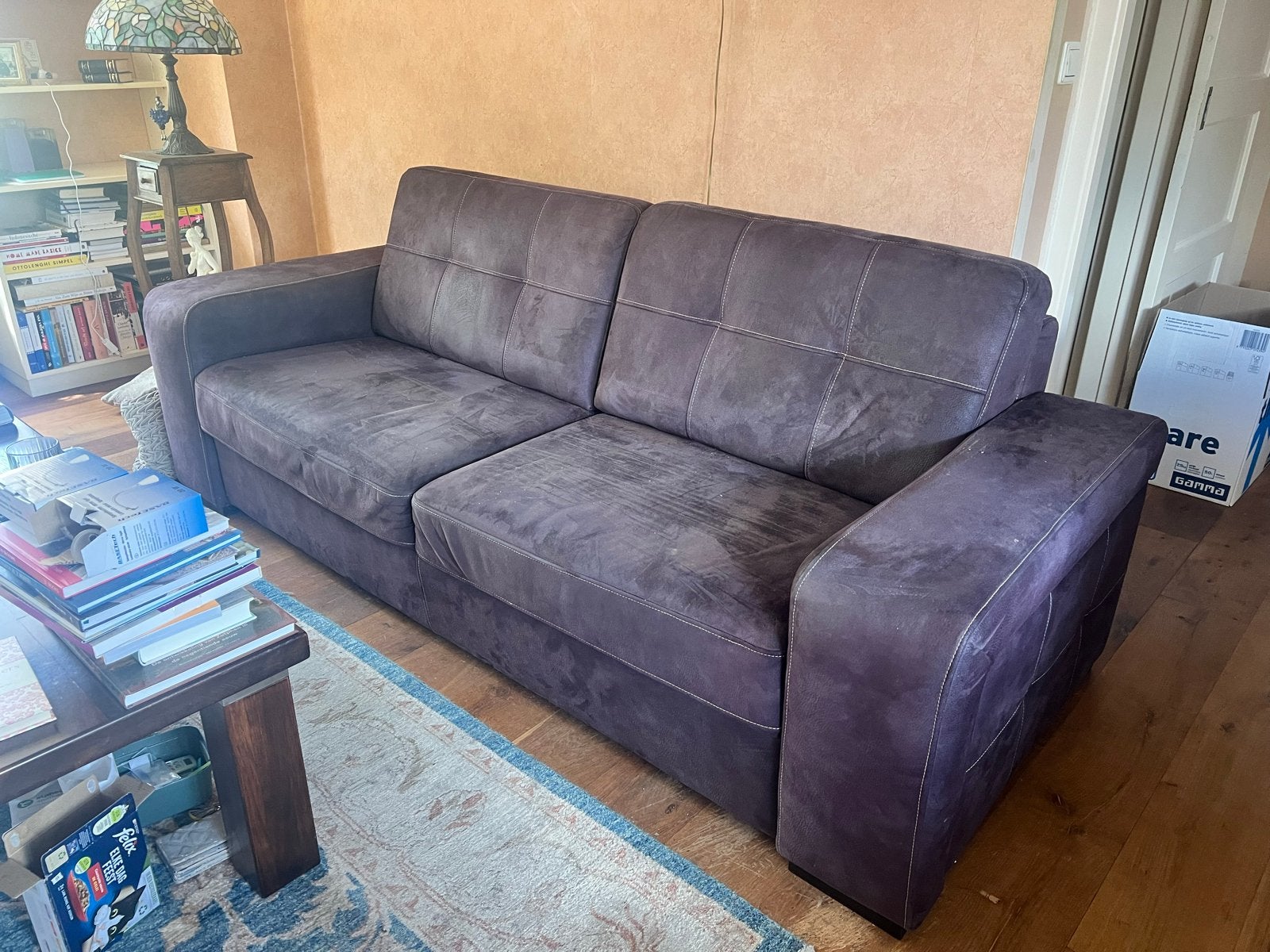 Ruime en comfortabele leren bank - 230x90x90 cm, Ophalen, Gebruikt, Driepersoons, Rechte bank