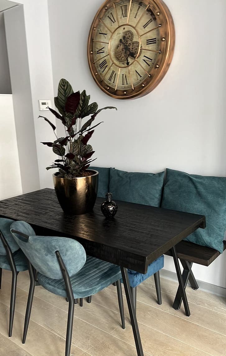 Prachtig eettafel teakhout, Ophalen, Teakhout, 200 cm of meer, 50 tot 100 cm