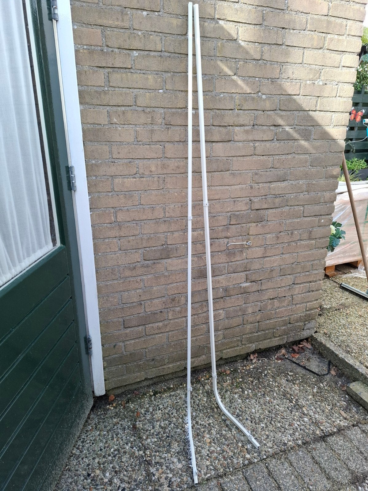 gordijnrail 420 cm, in 2 delen met bocht, Huis en Inrichting, Ophalen, Gebruikt, Wit, Metaal