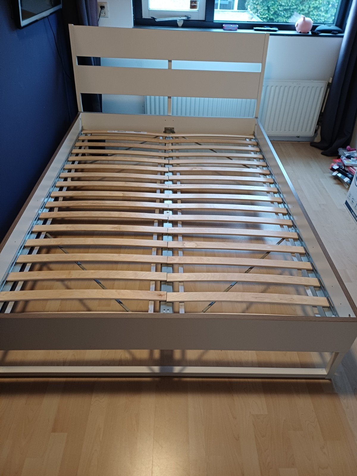 Tweepersoonsbed 140x200 cm met lattenbodem, Huis en Inrichting, Gebruikt, Wit, Tweepersoons, 200 cm