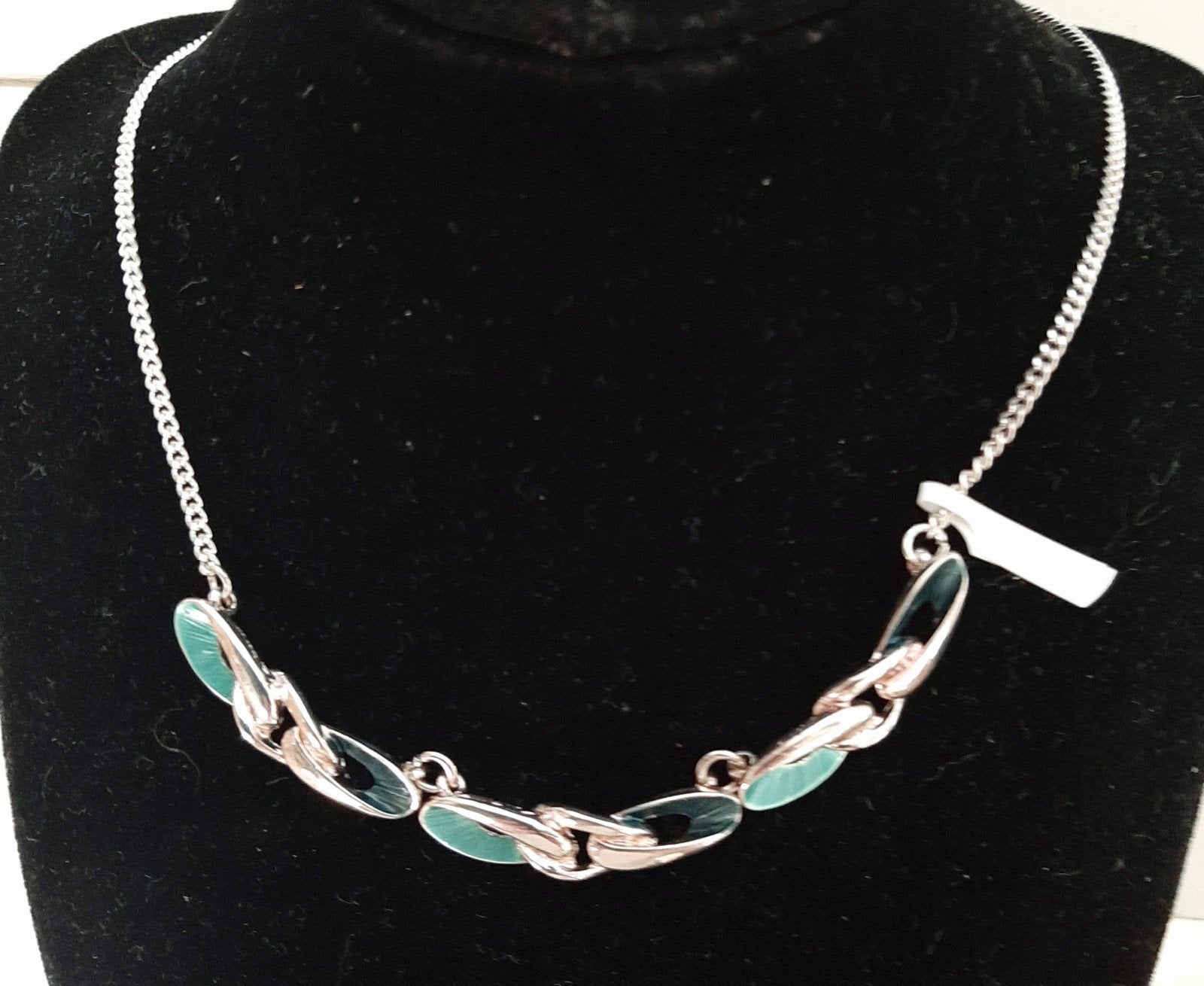Nieuwe blauw/ zilverkleurige mooie ketting verstelbaar, Overige materialen, Verstelbaar, Blauw, Nieuw