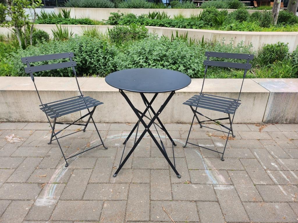 Metalen Tuinset Bistroset 3-delig, Tuin en Terras, Tuinsets en Loungesets, Ophalen, Zo goed als nieuw, Overige materialen, 2 zitplaatsen