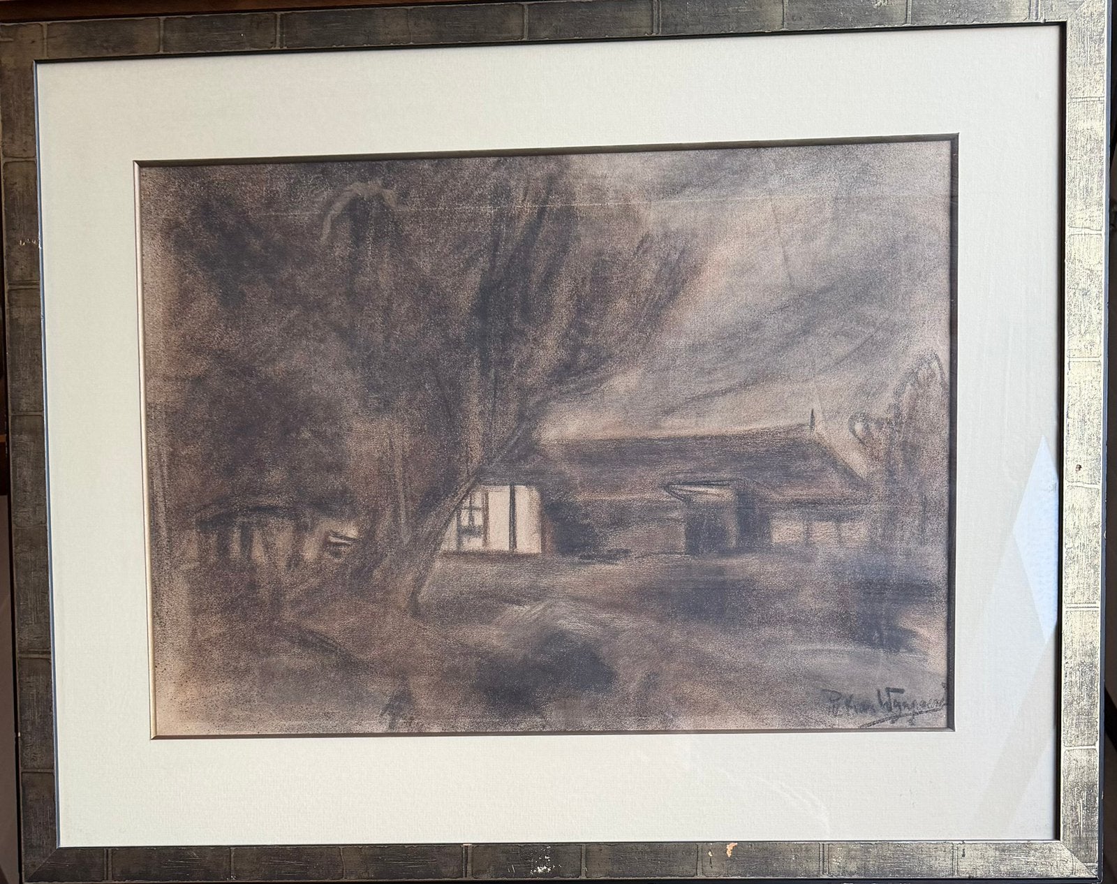 Piet van Wijngaerdt - houtskooltekening, Ophalen, Overige technieken, Klassiek, Gesigneerd