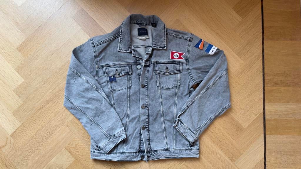 Scotch & Soda spijkerjack grijs met patches, maat 16 / S, Ophalen of Verzenden, Zo goed als nieuw, Maat 46 (S) of kleiner, Grijs