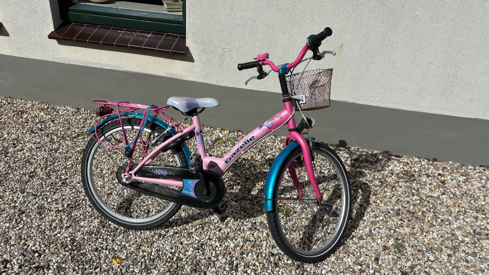Gazelle meisjesfiets roze/blauw- 22 inch - met aandachtspunt, Ophalen, Gebruikt, Velgrem, 20 inch of meer