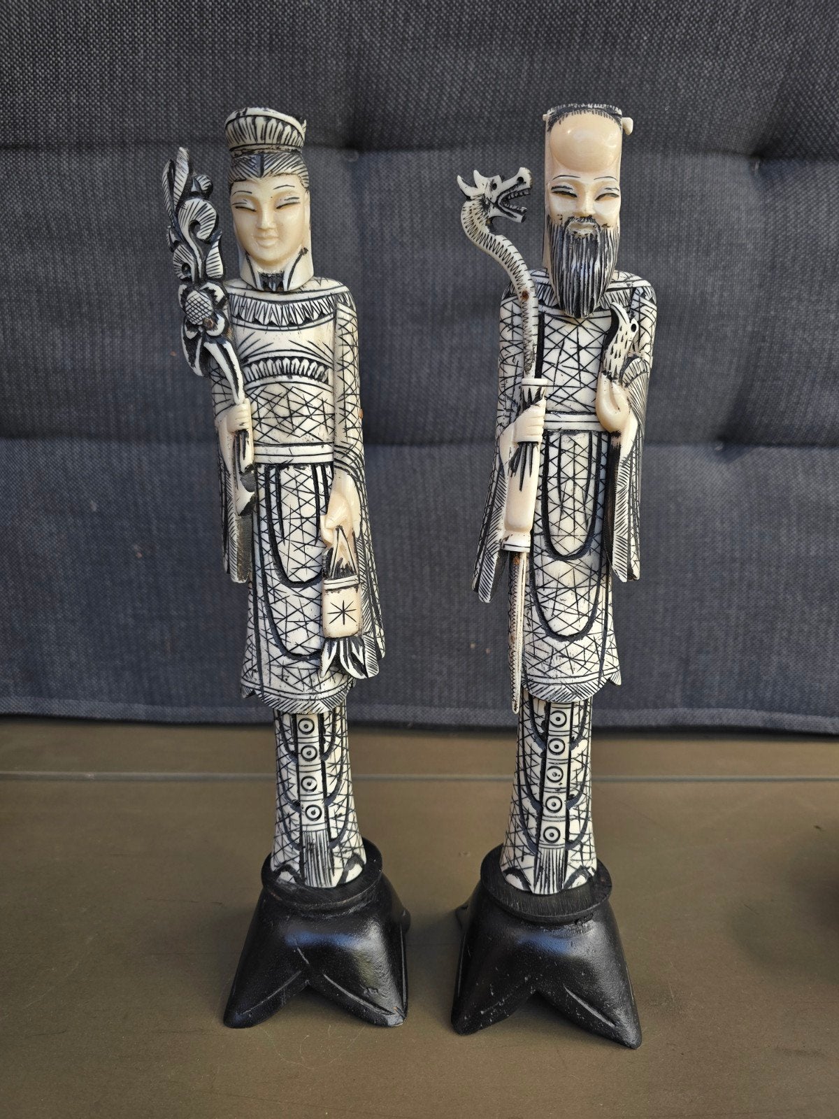 Chinese benen beelden set geisha's keizerin en god handmade, Ophalen
