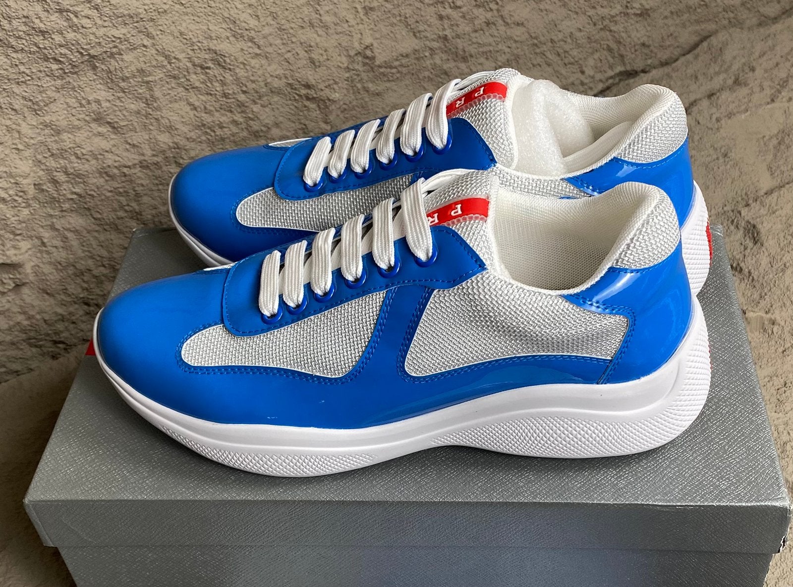 Prada America’s Cups - Lichtblauw - Maat 39 t/m 46, Ophalen of Verzenden, Blauw, Sneakers of Gympen
