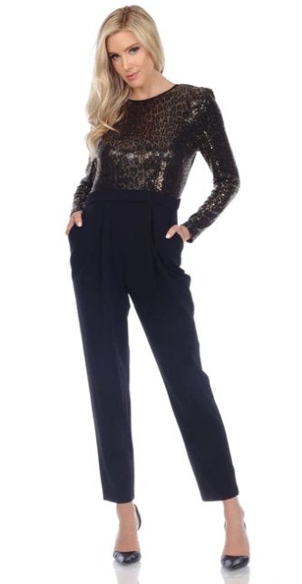 Joseph Ribkoff elegante zwart/glitter chique jumpsuit 38/40, Maat 38/40 (M), Meerkleurig, ., Joseph Ribkoff