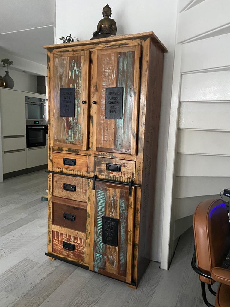 Blikvanger! Industriële Jupiter Iron Works Kast Recycled Hou, Ophalen of Verzenden, Zo goed als nieuw, 25 tot 50 cm, Metaal