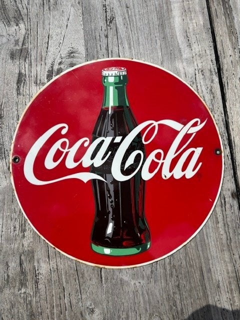 Emaille bord COCA COLA, Verzamelen, Ophalen, Gebruikt, Reclamebord