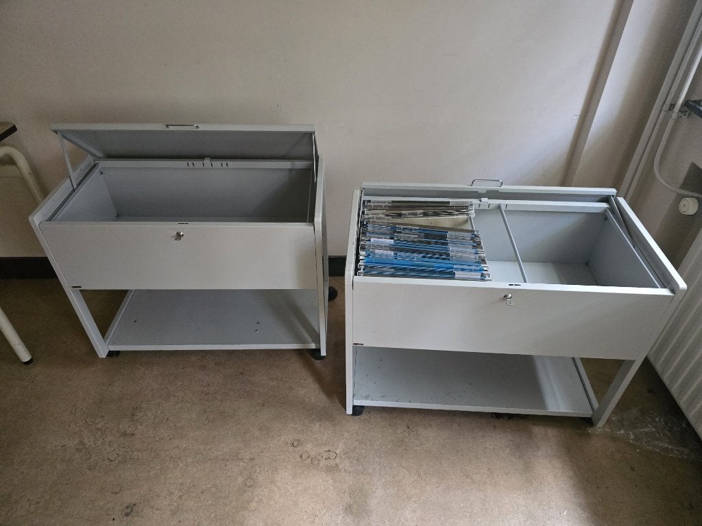 Metalen archiefkasten met sleutel - Set van 2, Ophalen, Gebruikt, 1 of 2 laden, Modern kantoor