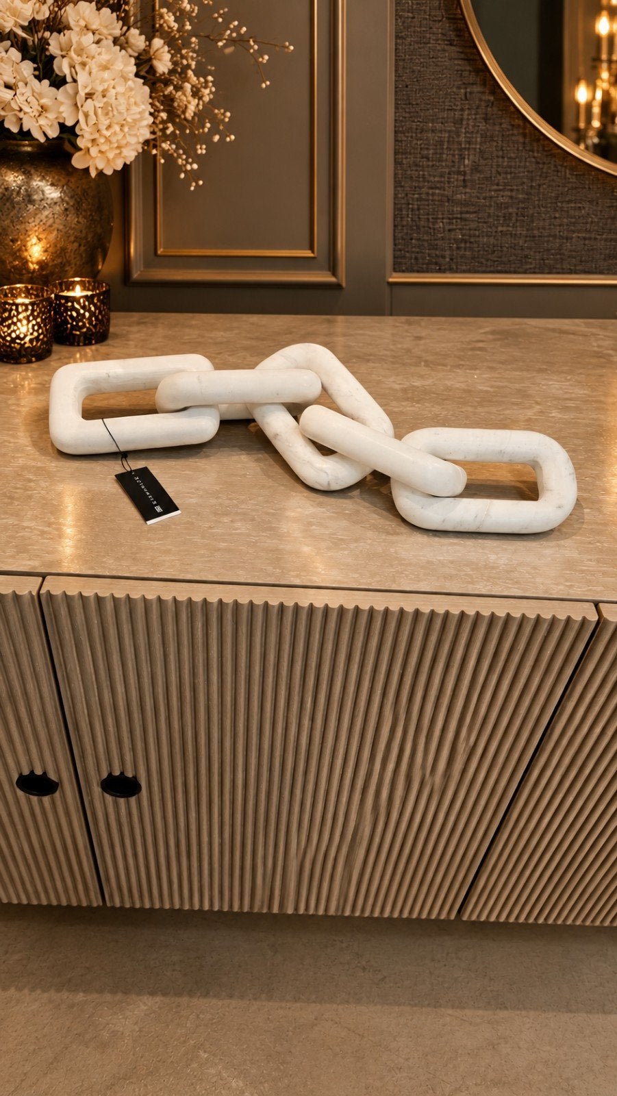 EICHHOLTZ NIEUW Salda Decoratie Object Wit Marmer, Overige stijlen, Nieuw, Ophalen of Verzenden, Natuurlijk materiaal