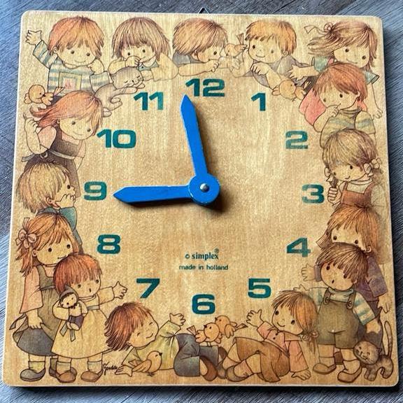 Vintage houten klok- Simplex-jaren ‘70, Ophalen of Verzenden, Gebruikt