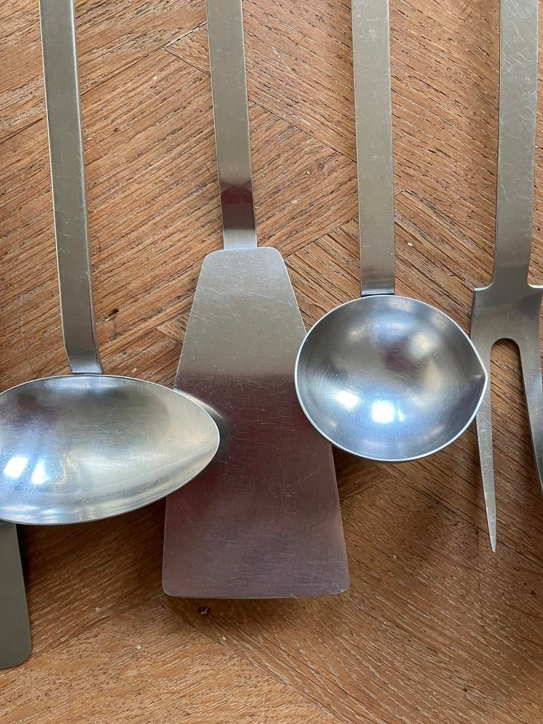 Vintage lepelrek Sola/Gero-Zilmeta 8-delig, Gebruikt, Ophalen of Verzenden, Rvs of Chroom, Vaatwasserbestendig