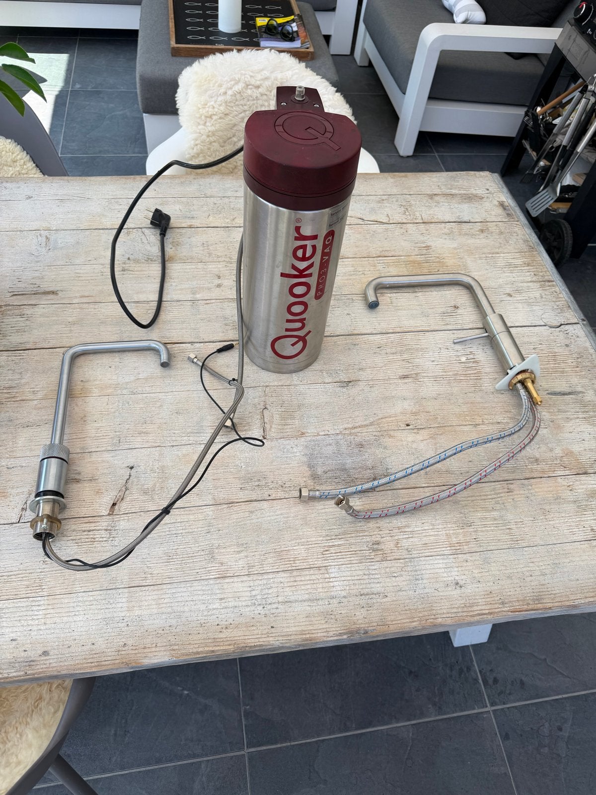 Quooker RVS gewone kraan en warm/kokend kraan met reservoir, Ophalen of Verzenden, Gebruikt