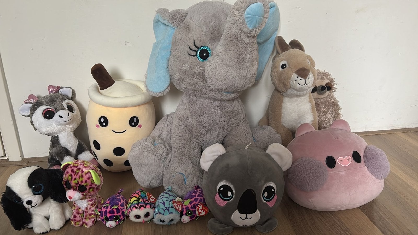 Grote collectie knuffels, diverse soorten en maten, Ophalen, Gebruikt, Overige karakters, Grijs