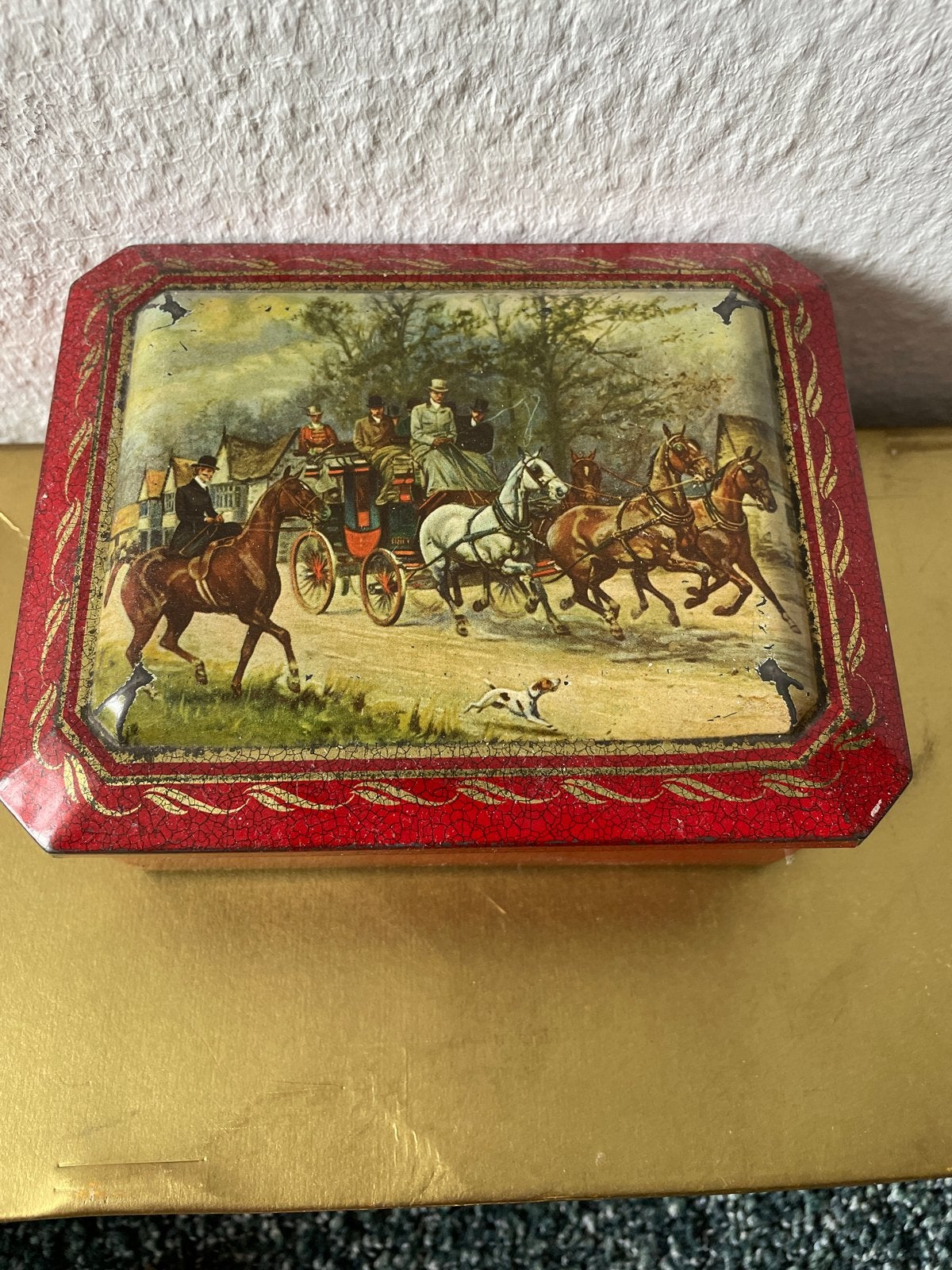 Vintage Albert Heijn blik met koetsafbeelding, Verzamelen, Ophalen of Verzenden, Gebruikt, Koek(jes), Overige merken