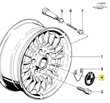 Naafembleem velgen oldtimer BMW 70 mm bollend 36131122132 11, -, Nieuw, Ophalen of Verzenden, -