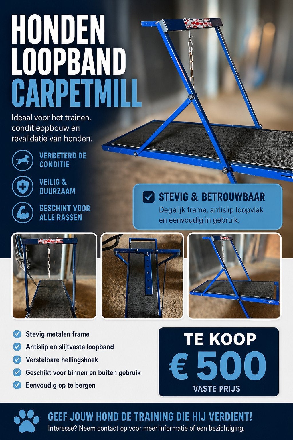 Honden loopband (carpet mill), Ophalen, Zo goed als nieuw