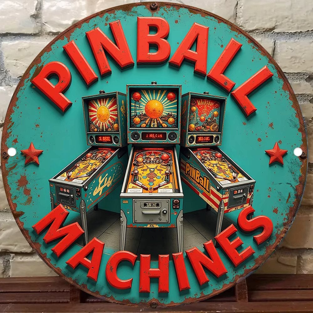 Pinball Machines Wandplaat, Verzenden, Nieuw, Wandbord of Wandpaneel