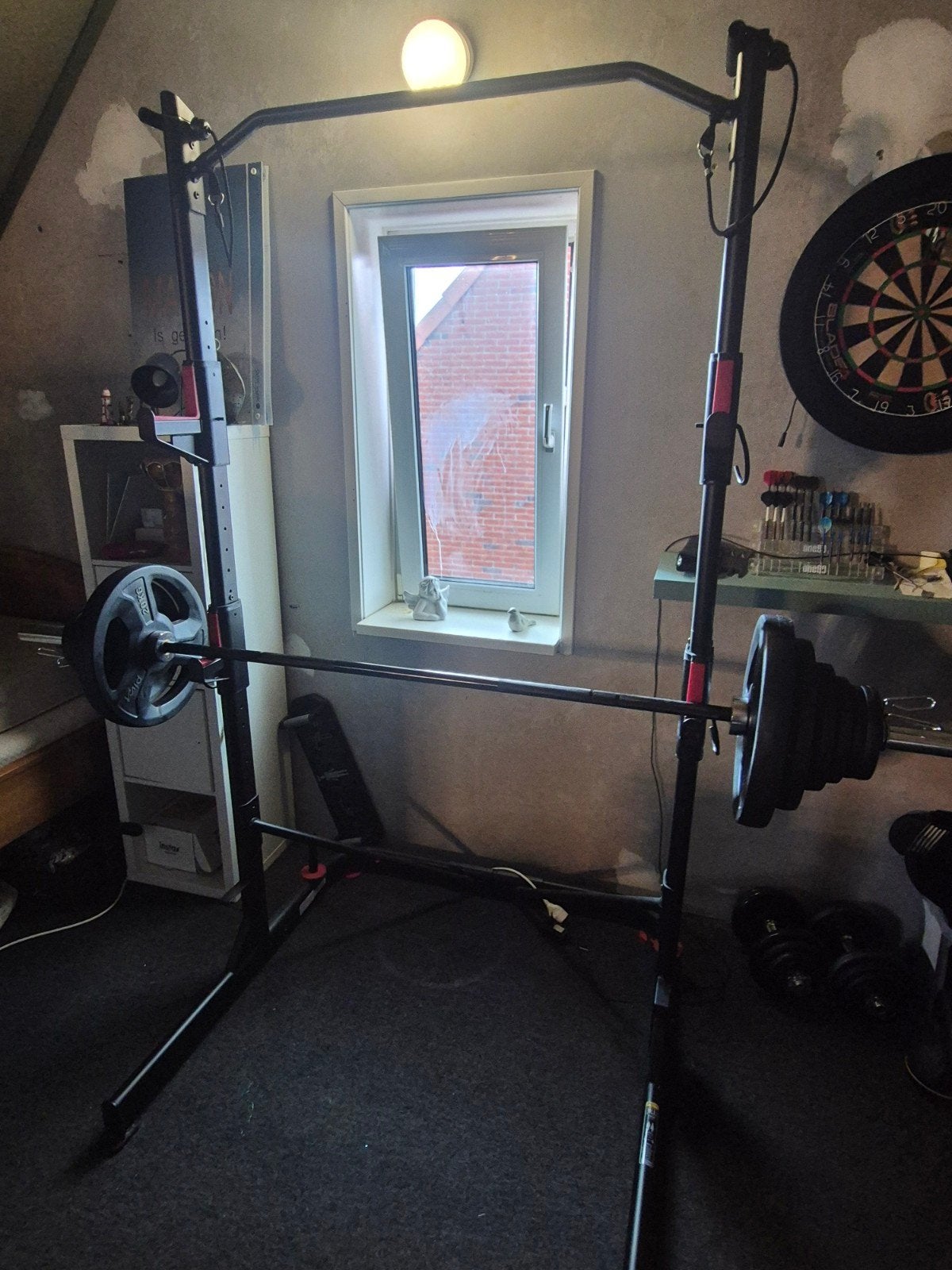 Squatrek met halterstang en gewichten - Decathlon, Ophalen, Gebruikt, Rug, Overige typen