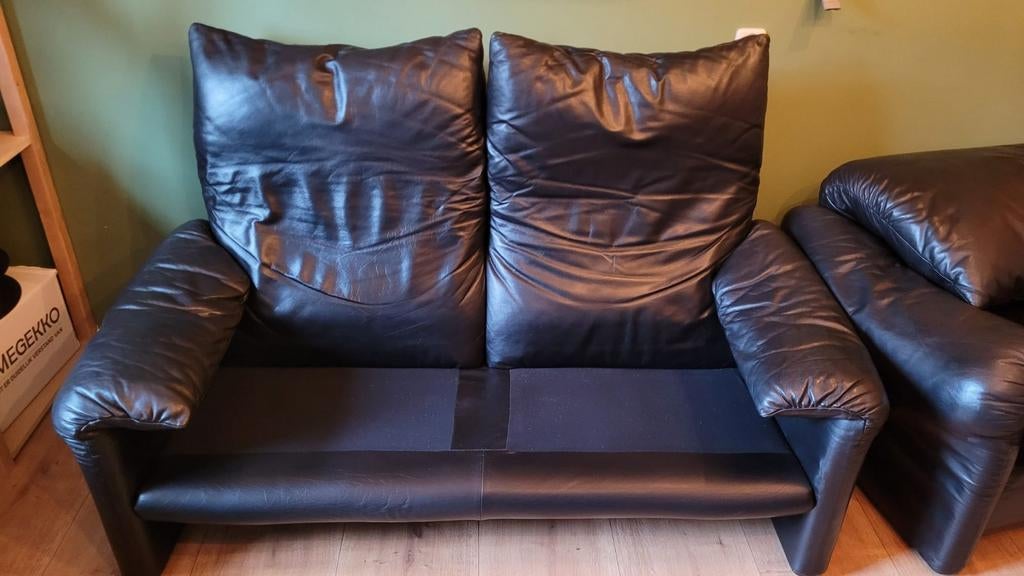 Cassina - Vico Magistretti - 2 piece set -Maralunga- Leather, Ophalen