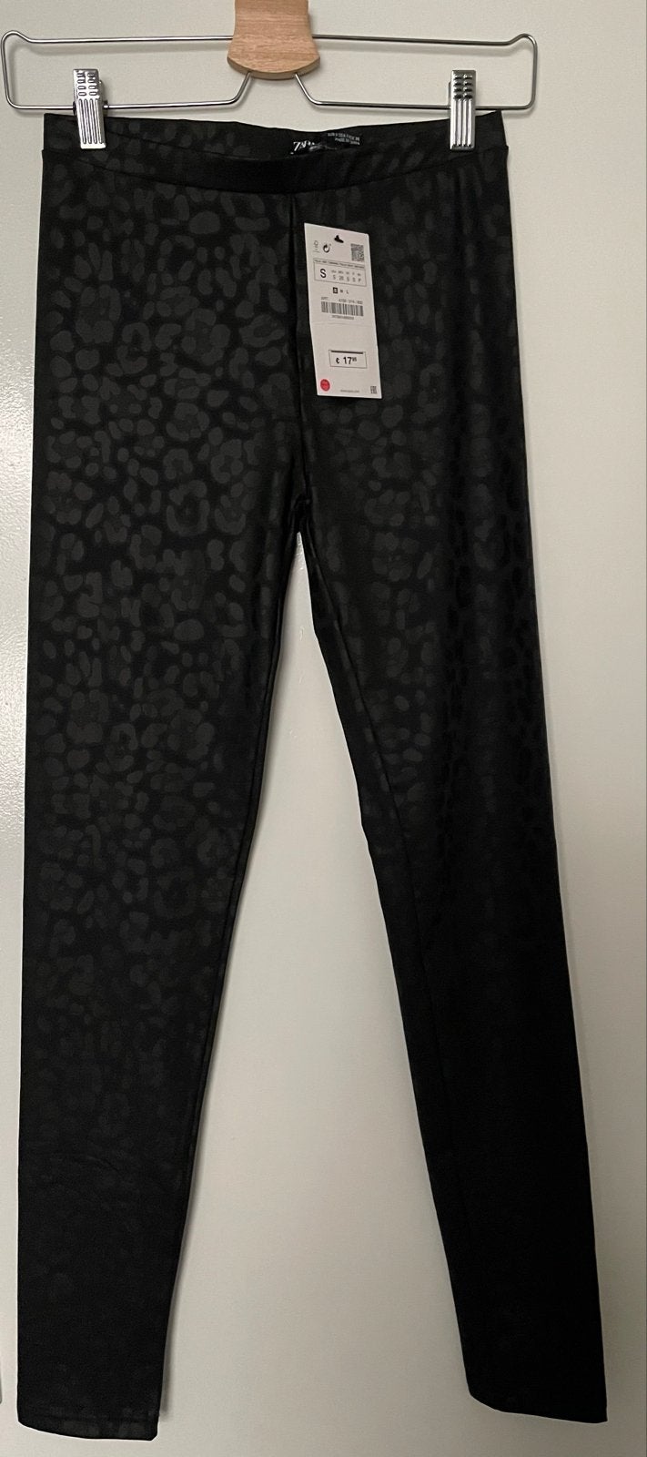 Zwarte legging met luipaardprint van Zara, Legging, Maat 36/38 (S), Zwart, Nieuw