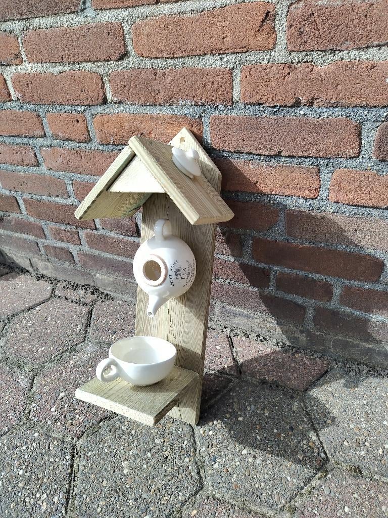 Unieke Vogels voeders huisjes van Gerecyclede Theepotjes 3, Tuin en Terras, Vogelhuisjes en Vogelbaden, Ophalen, Zo goed als nieuw