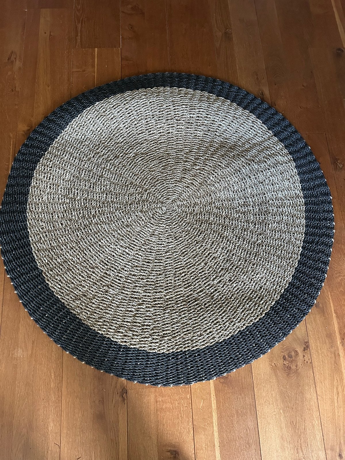 Rond sisal kleed met zwarte bies - Ø 120 cm, Ophalen, Minder dan 50 cm, Gebruikt, Zwart