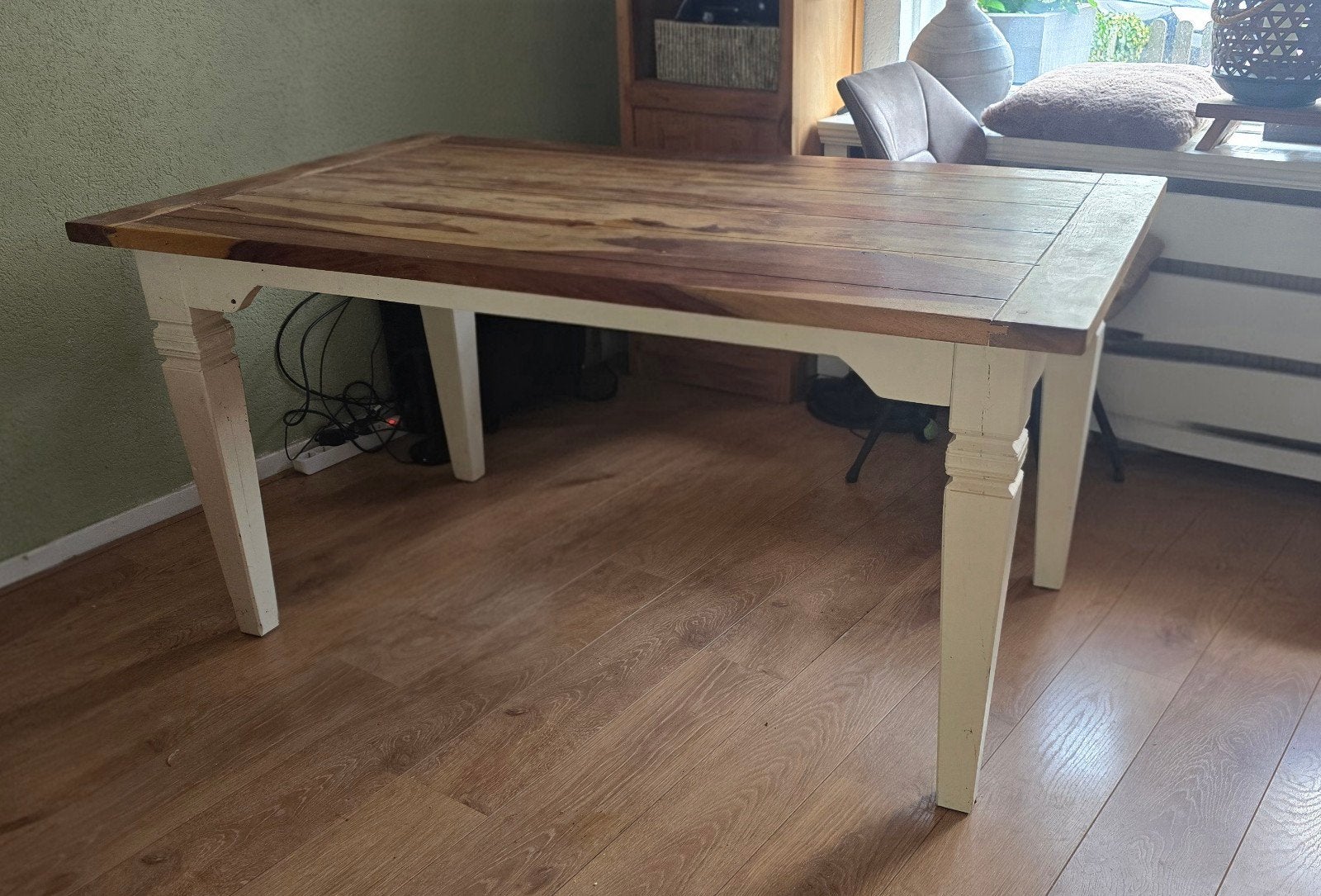 Robuuste, verlengbare eettafel,, Huis en Inrichting, Tafels | Eettafels, Rechthoekig, Eikenhout, Ophalen