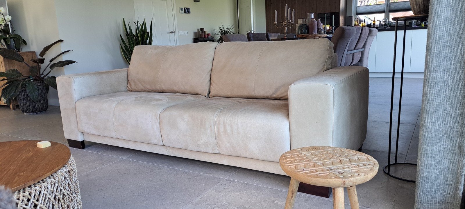 Nette ruw leren bank van Lederland (225x90 cm), Ophalen of Verzenden, Zo goed als nieuw, 75 tot 100 cm, 200 tot 250 cm