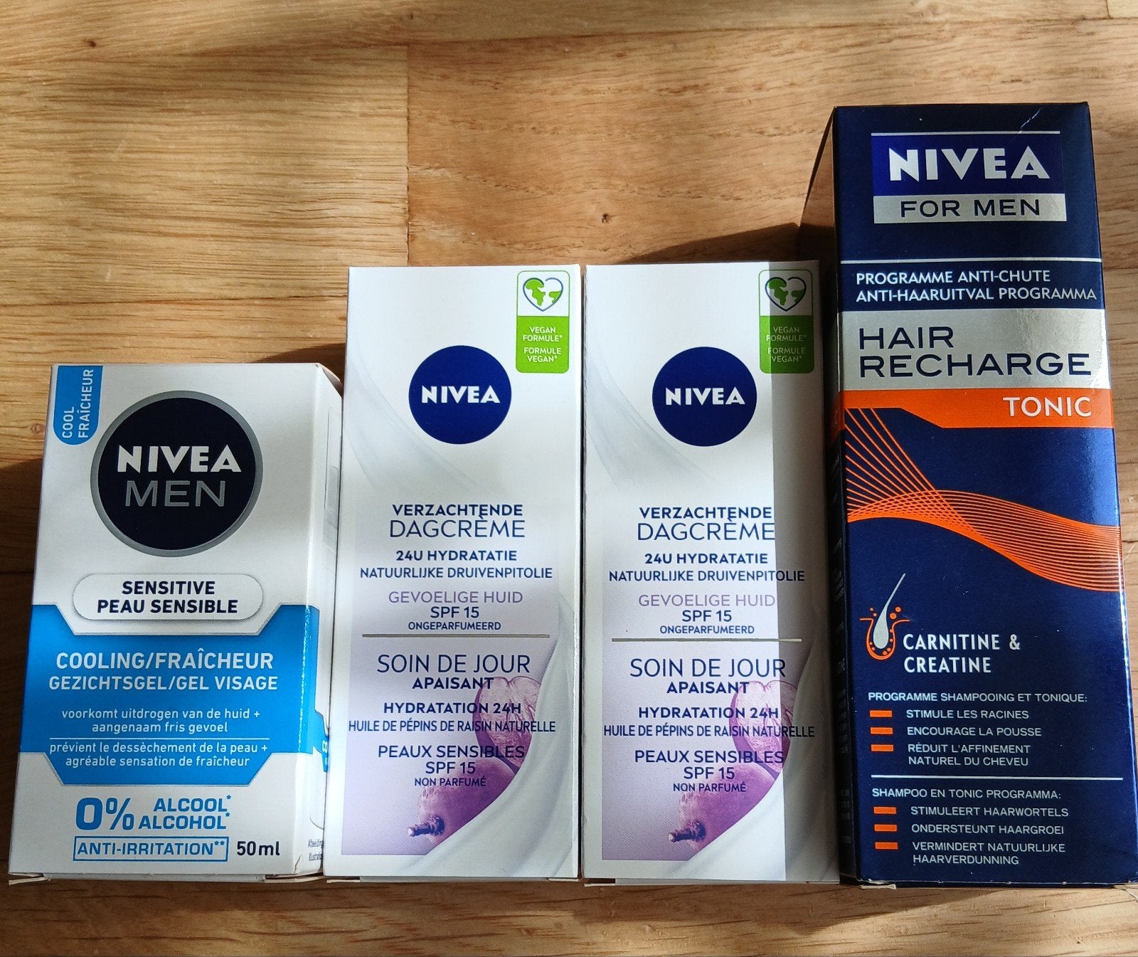 Nivea Men Dag Creme 3 x En Hair Tonic Nieuw, Ophalen of Verzenden, Nieuw, Gehele gezicht, Verzorging