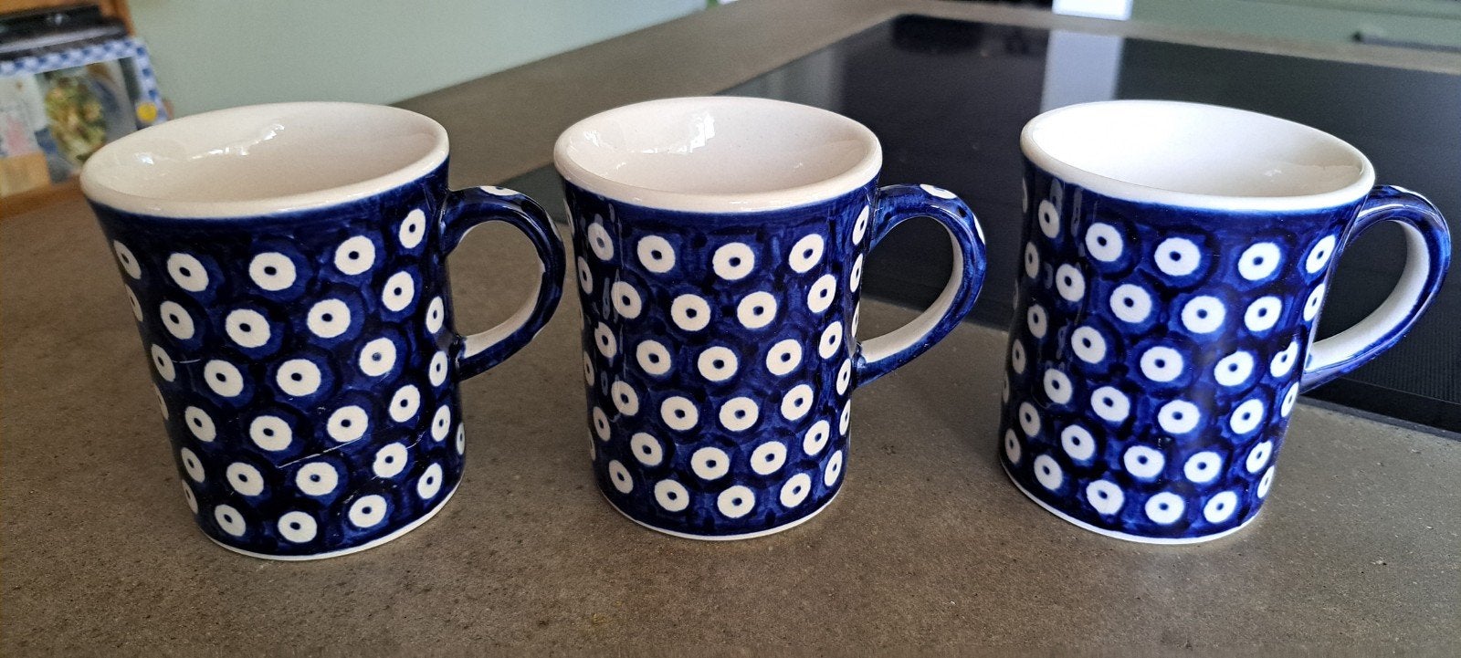 Set van 3 handgemaakte Poolse keramische mokken, Antiek en Kunst, Ophalen of Verzenden