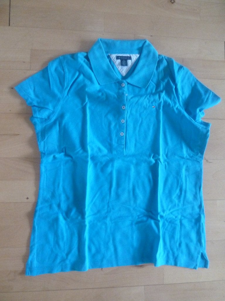 Tommy Hilfiger turquoise Polo. Maat XL, Kleding | Dames, Overige kleuren, Maat 46/48 (XL) of groter, Ophalen of Verzenden, Zo goed als nieuw
