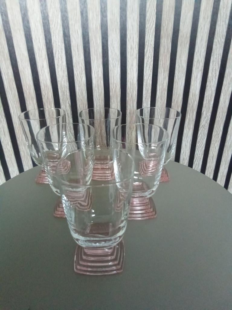Set van 6 roze glazen, Ophalen of Verzenden