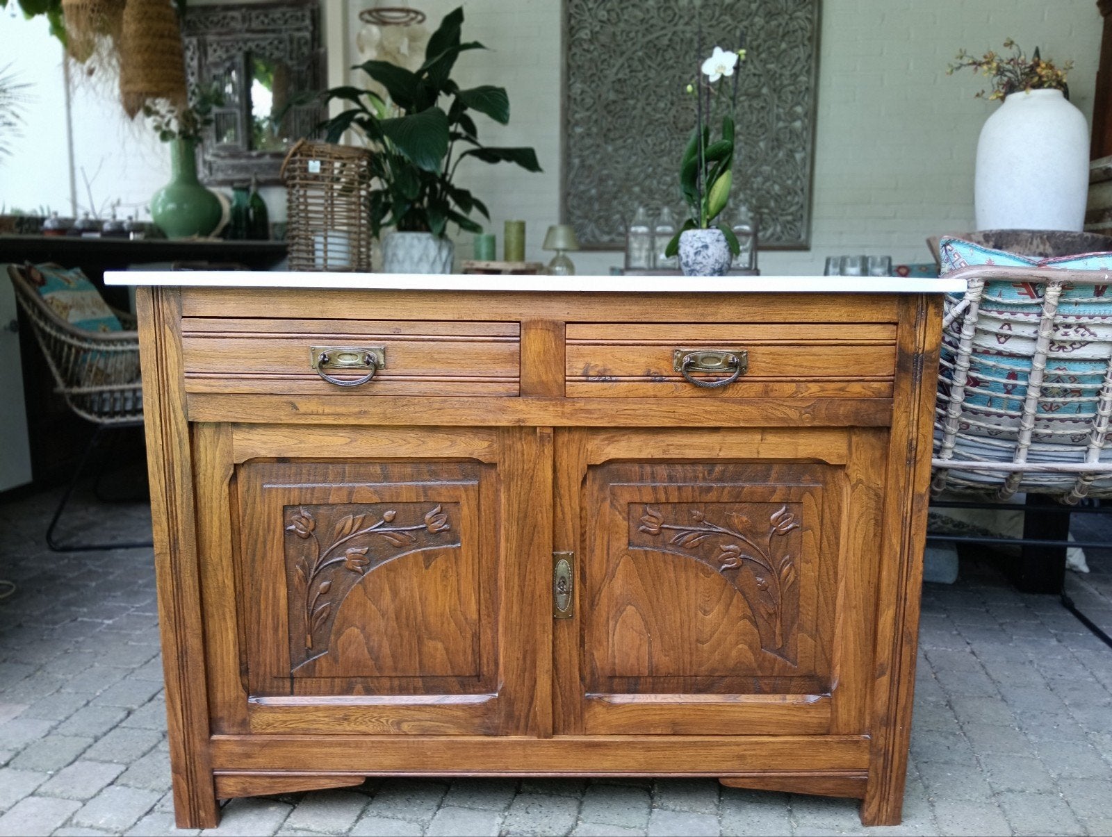 Antieke commode kast marmer dressoir badkamermeubel baby tv, Ophalen