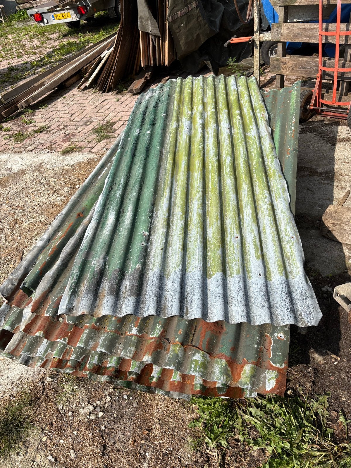 42 gebruikte golfplaten 200x90 cm ook voor decoratie, Ophalen, Overige materialen, Gebruikt, 15 m² of meer