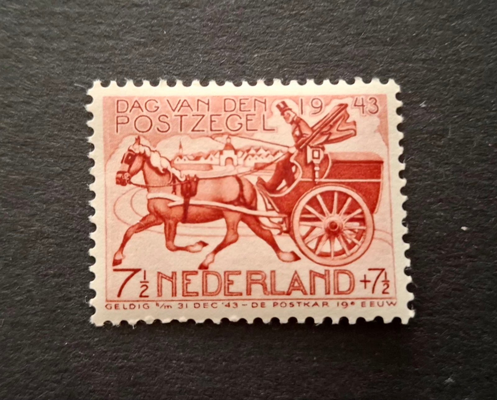 Nederland 1943 nvph 422 Dag van de postzegel postkoets, Ophalen of Verzenden, Postfris