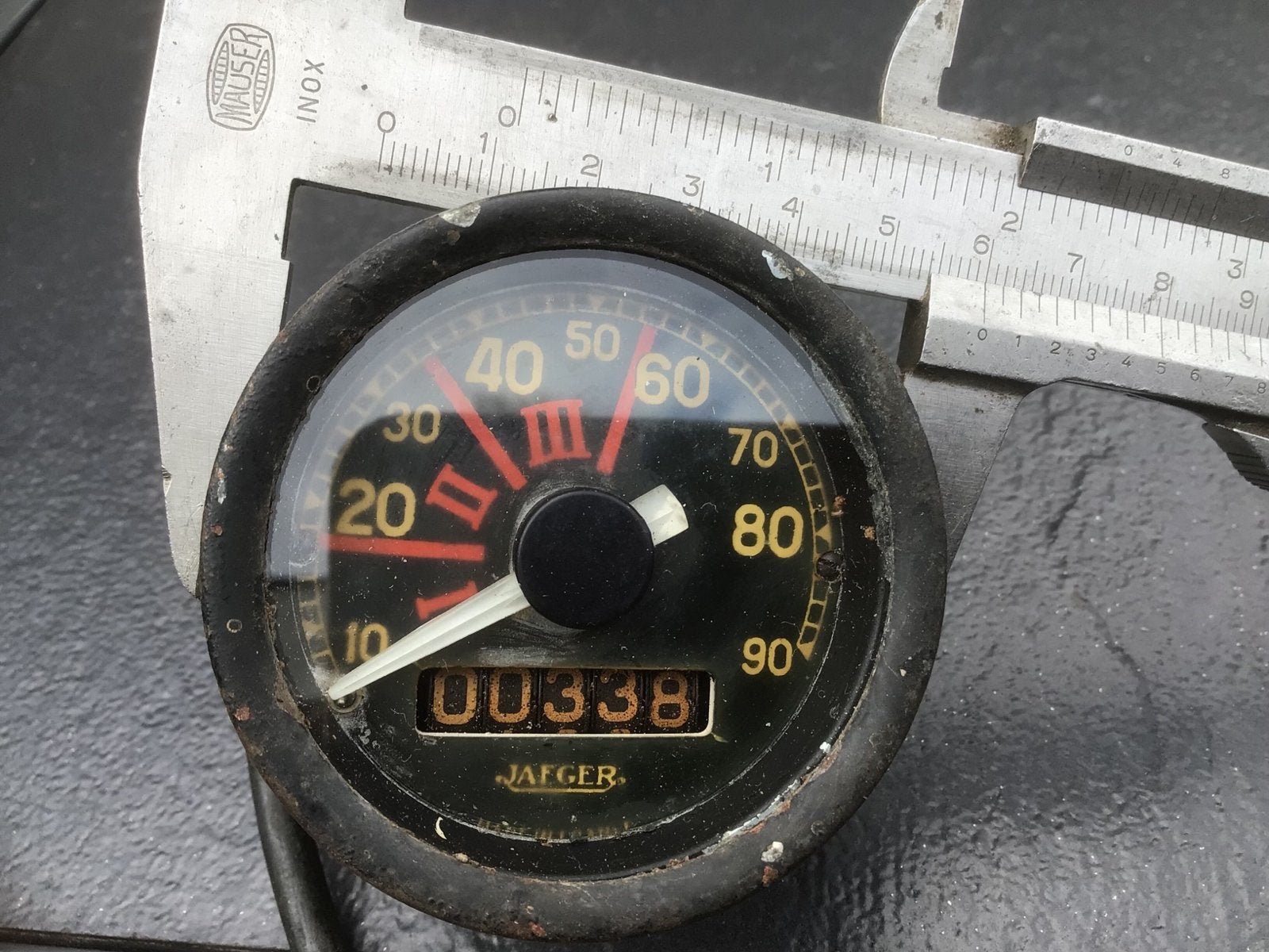 Vintage Jaeger snelheidsmeter - Oldtimer onderdelen, Auto-onderdelen, Ophalen of Verzenden, Gebruikt, Oldtimer onderdelen