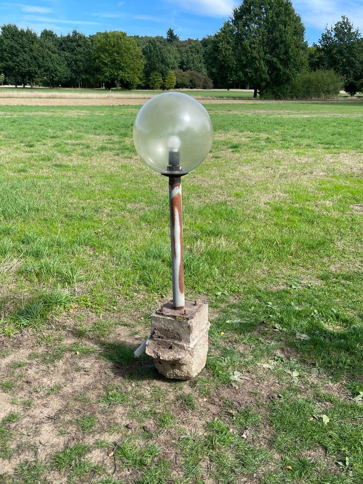 Bolvormige buitenlamp, retro, Tuin en Terras, Ophalen, Gebruikt, Overige typen, Netvoeding