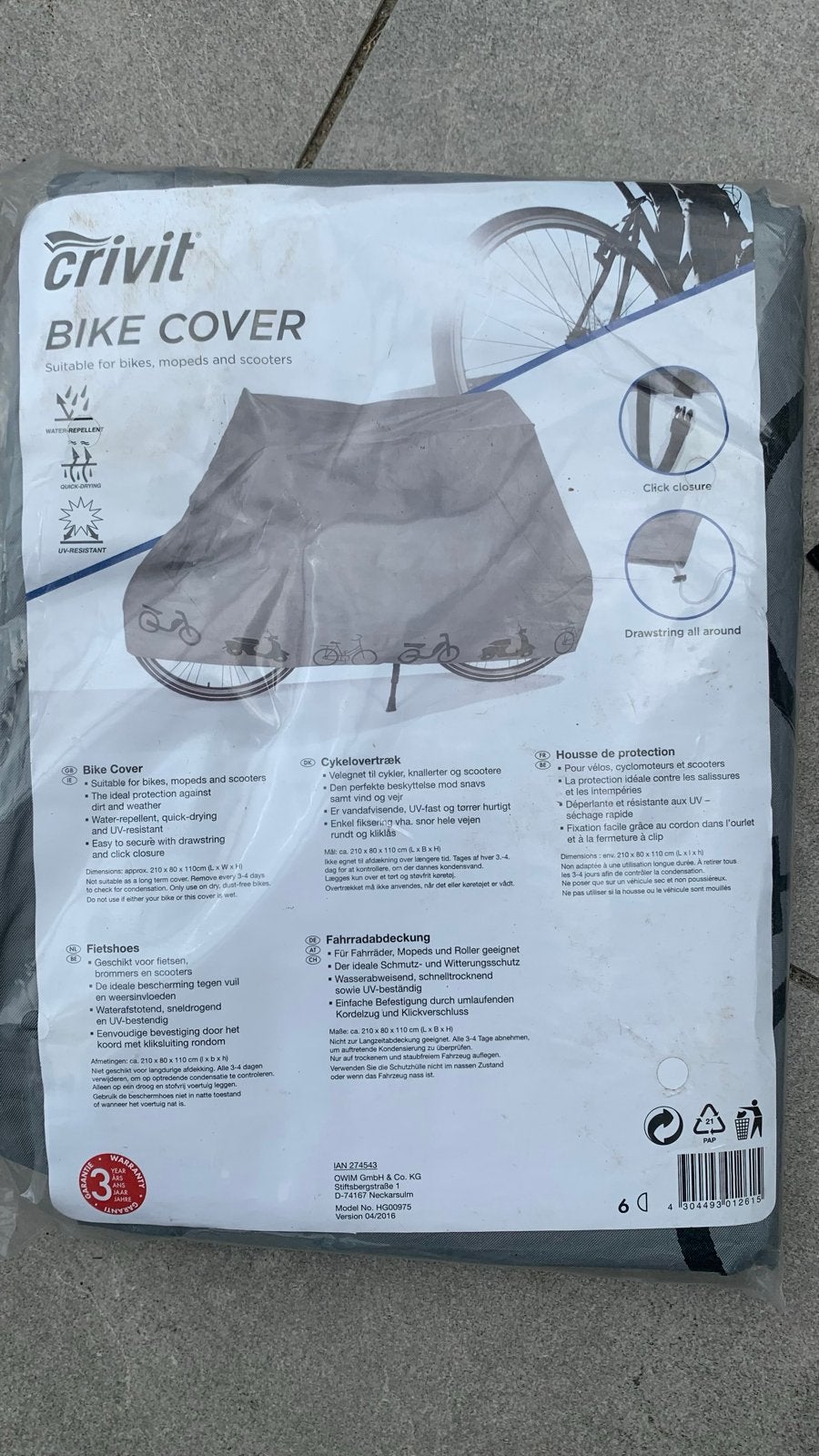 2x Crivit Fiets Hoes - Nieuw en Ongebruikt, Ophalen of Verzenden, Nieuw