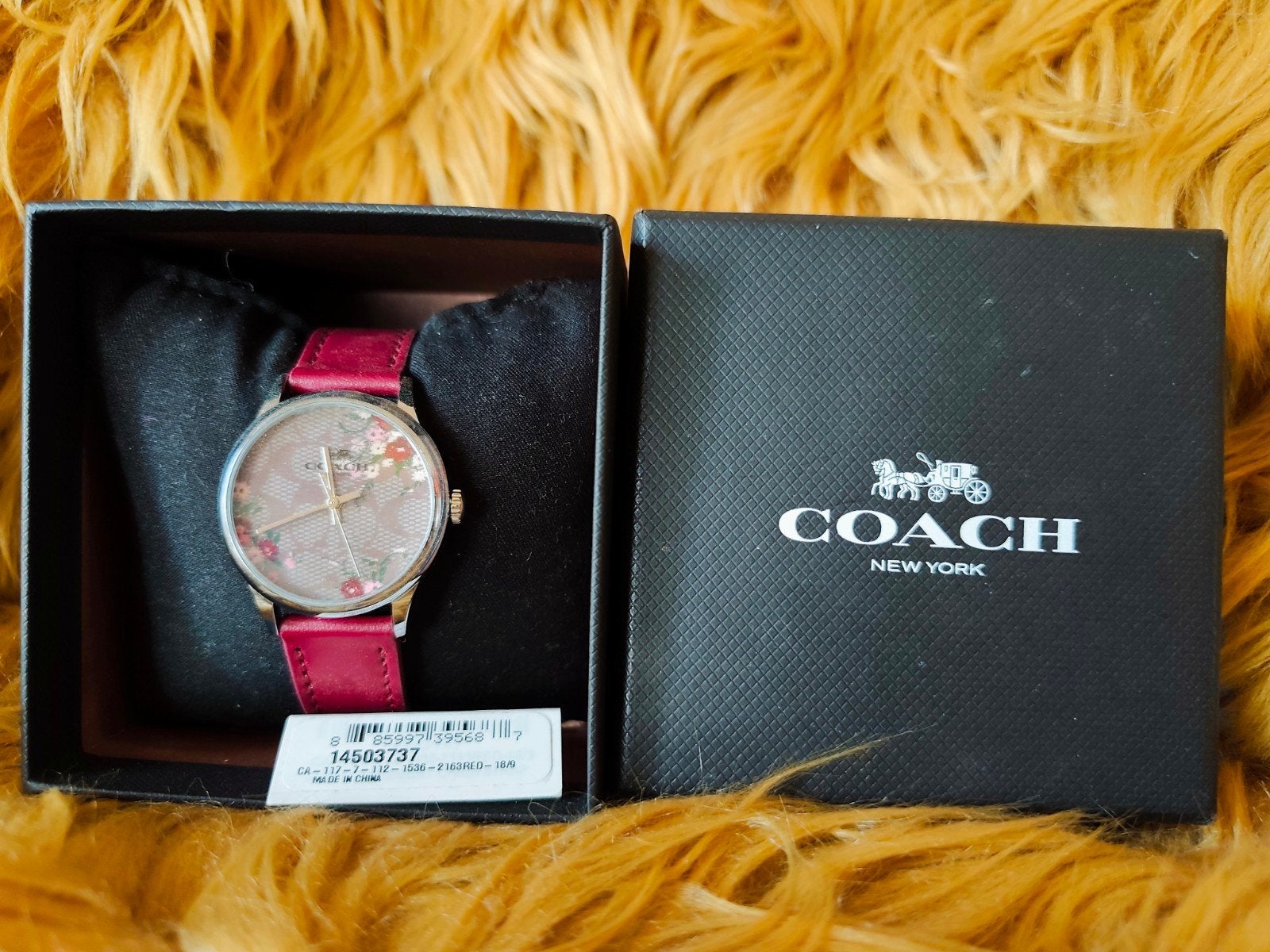 Nieuw Coach horloge met bordeaux lederen band, Ophalen of Verzenden