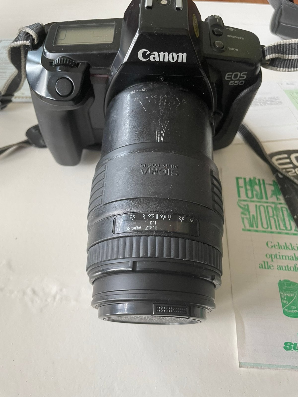 Canon EOS 650 + Sigma 70-120mm lens (Vintage), Audio, Tv en Foto, Fotocamera's Analoog, Ophalen of Verzenden, Niet werkend, Spiegelreflex